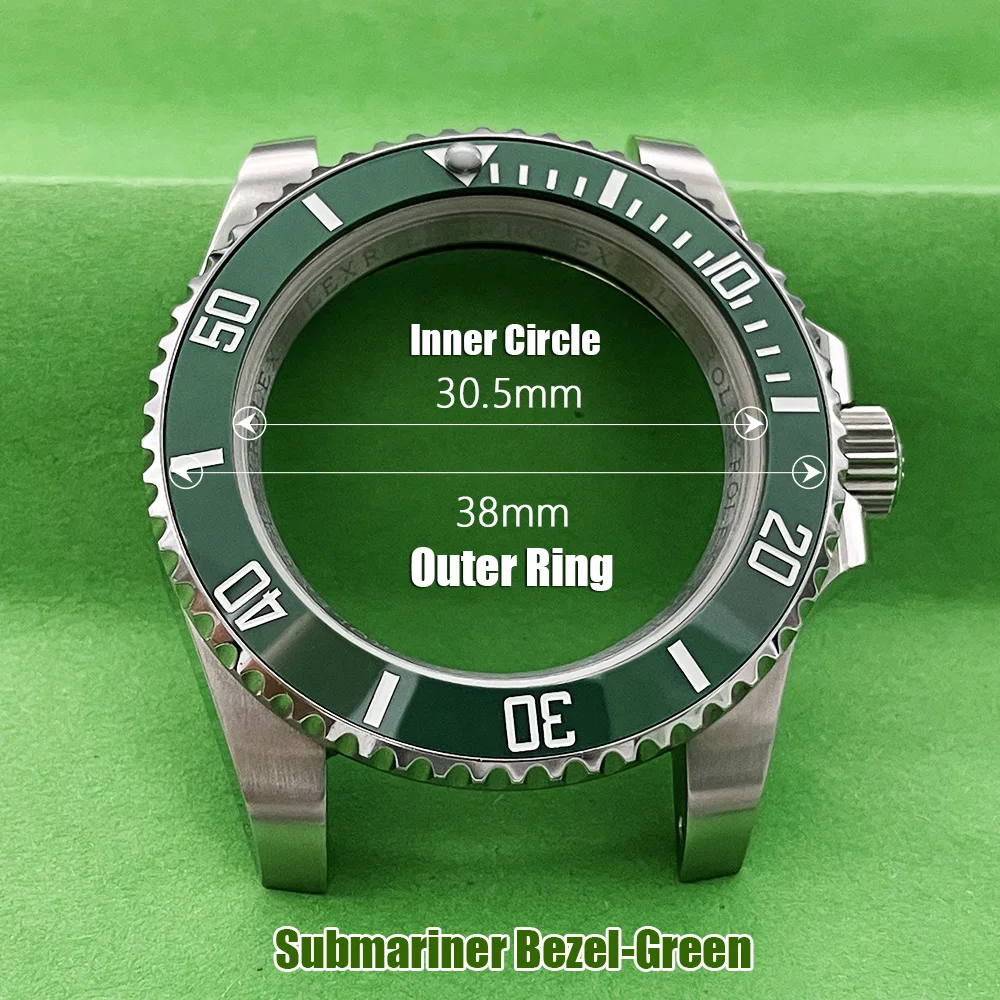 low moq, A grade, Automatic ceramic bezel watch case Wristwatch Bezel Insert Replacement Parts 38mm Watch Face Fit Rlx