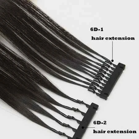Factory Wholesale 100% Brazilian Cuticle Aligned Human Hair Natural Black Silky Straight 1st and 2nd 6D Hair Extension For Salon
