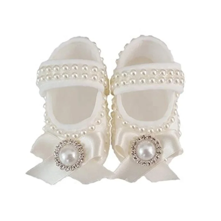 Оптовая продажа, обувь ручной работы для крещения для маленьких девочек, обувь для новорожденных с жемчугом и кристаллами