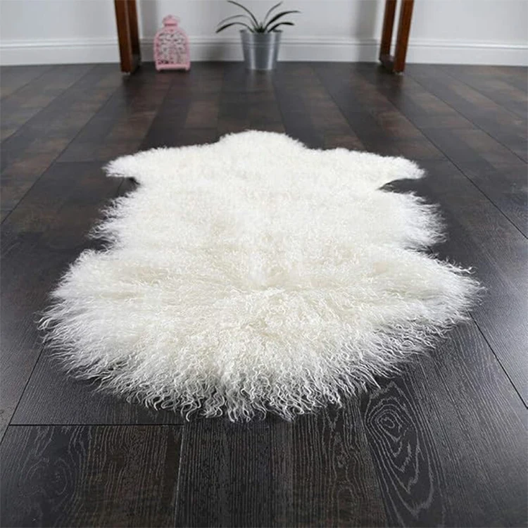 Luxury Primary curly Mongolian Fur Rug Genuine Curly Tibetan Lamb Fur Plate for Doll Wig Sofa Sheepskin Blanket Carpet