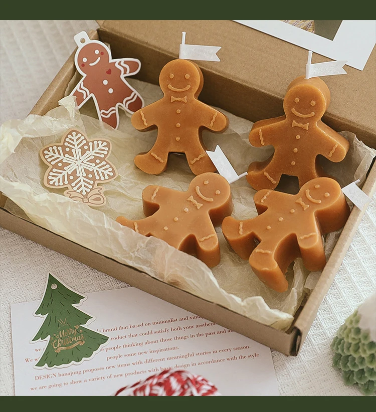 LE132 Factory made high quality gingerbread man shaped craft candles that make great Christmas gifts