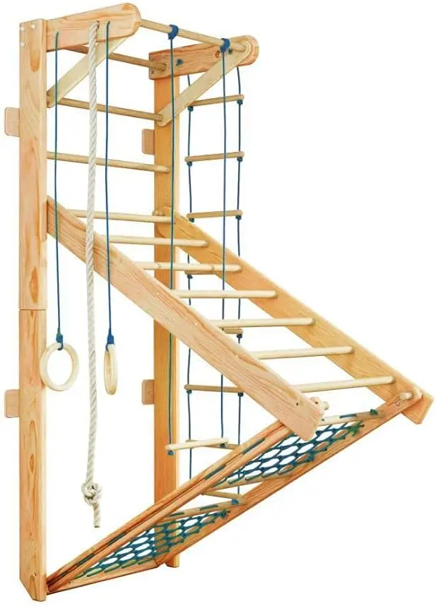 LM KIDS Swedish Ladder Wooden Yoga Wall Stall Bar Physical Therapy And Gymnastics Ladder