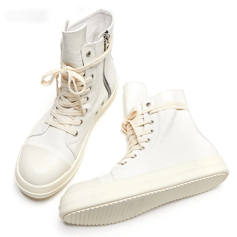 2024 New Arrival Men Fashion Leather Boots Casual Ro Boots Street Style High Shoes Winter Shoes GENUINE Leather Rubber 2 Pair