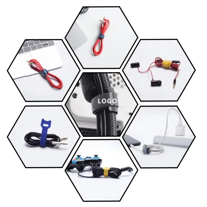 Adjustable Reusable Self-Adhesive Cable Ties and Cord Straps Heat Resistant for Organizing and Managing Hook Loop Cords