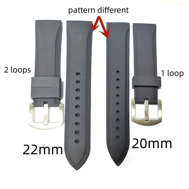 Diving Outdoor Sport Silicone Watch Strap Waterproof Soft 20mm 22mm Watch Band