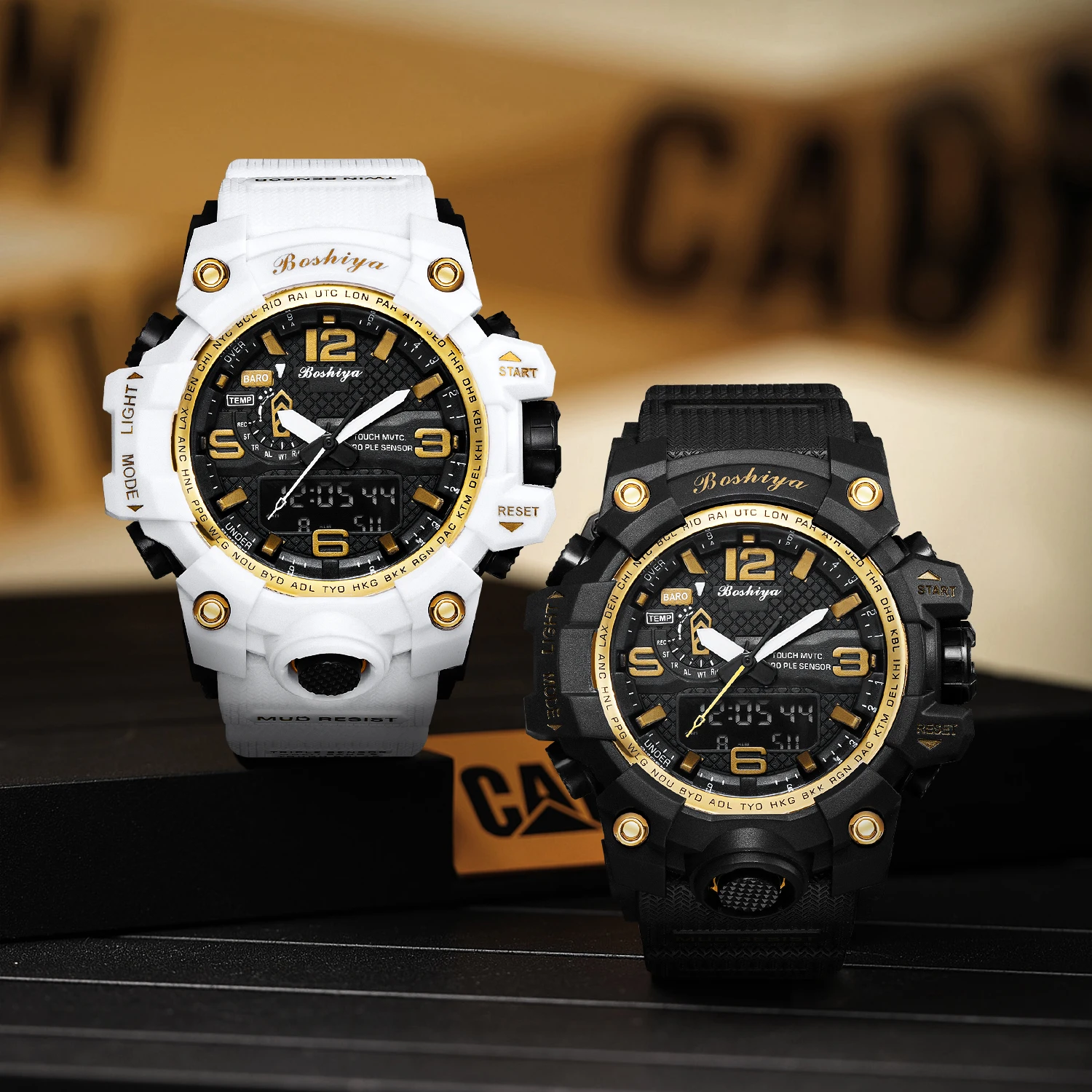 Спортивные часы gshock двойные аналоговые светодиодные водонепроницаемые спортивные кварцевые цифровые мужские наручные