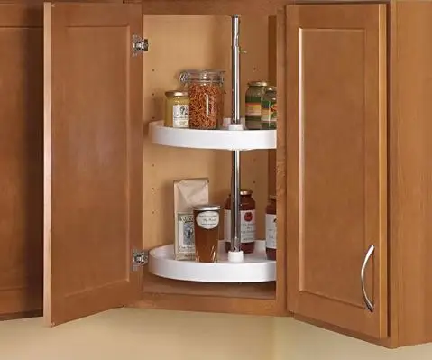 Kitchen Cabinet Storage Organizer Revolving Basket Magic Corner Basket Round Three-tire Plastic Lazy Susan Set