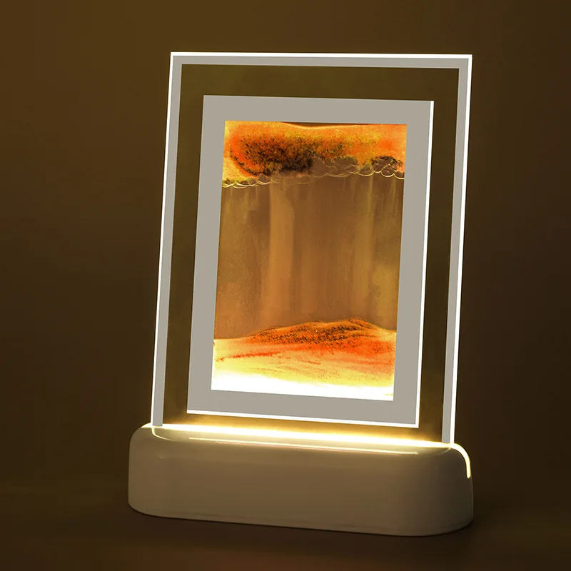RICHSHINING Dynamic Quick Sand Night Lamp Morden Art Table Desk Glass Lamp 3D Flowing QuickSand Painting Night Light