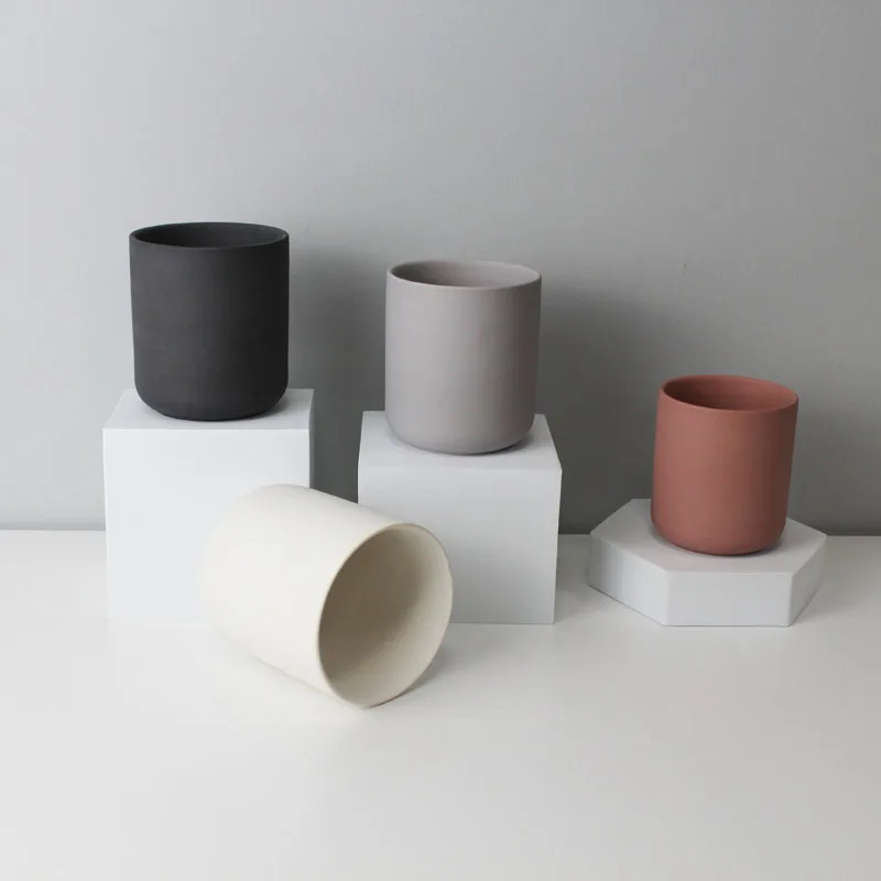 Custom Wholesale Empty Christmas Ceramic Clay Candle Vessels 10 Oz Decorative Candle Jars for Home