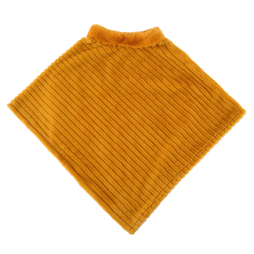 
New style scarf European and American ladies faux rabbit fur cloak with fur collar winter warmth striped shawl women 