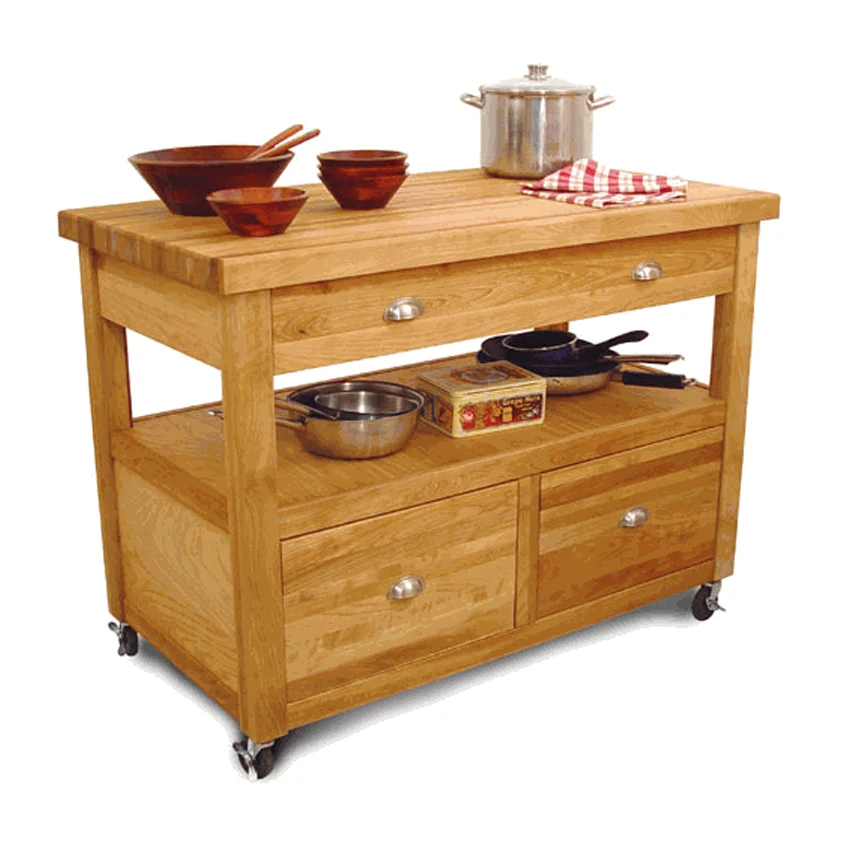 French Modern Portable Kitchen Small Cabinet Island Table With Storage And Rack