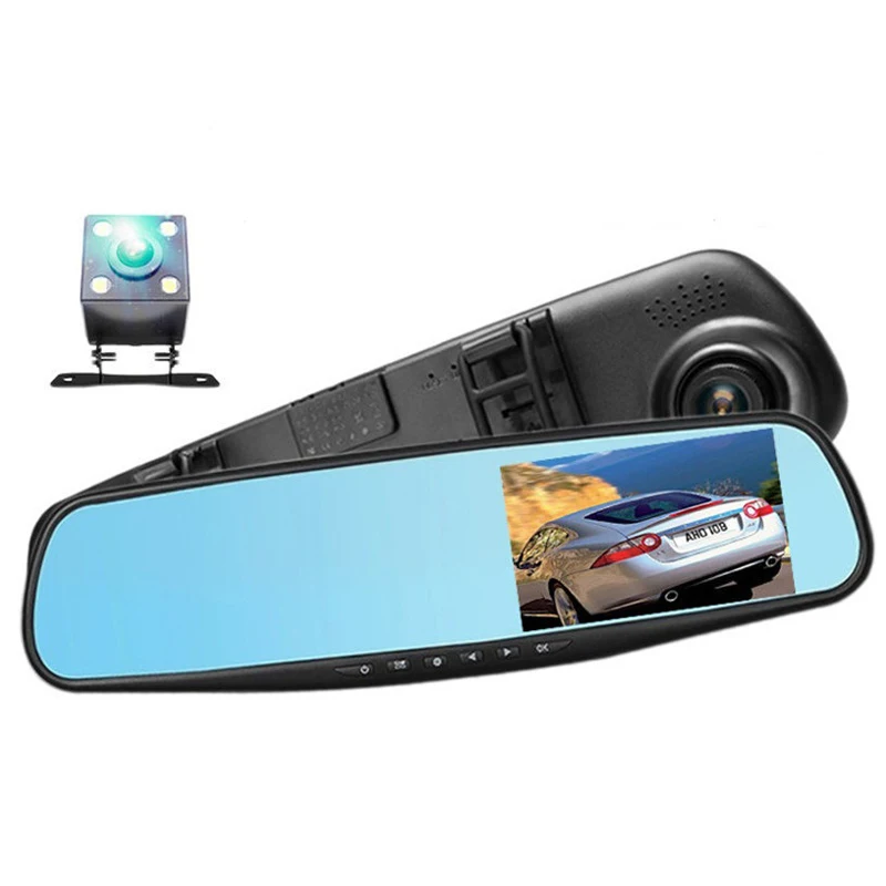 car camera dash cam mirror 4inch lcd 1080p front and rear dual lens 170 degree blackbox car dvr smart driving recorder