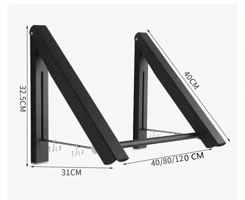 Foldable Home Storage & Organization  Wall Mount Clothing Rack With Shelves Hangers Clothes Racks Rails