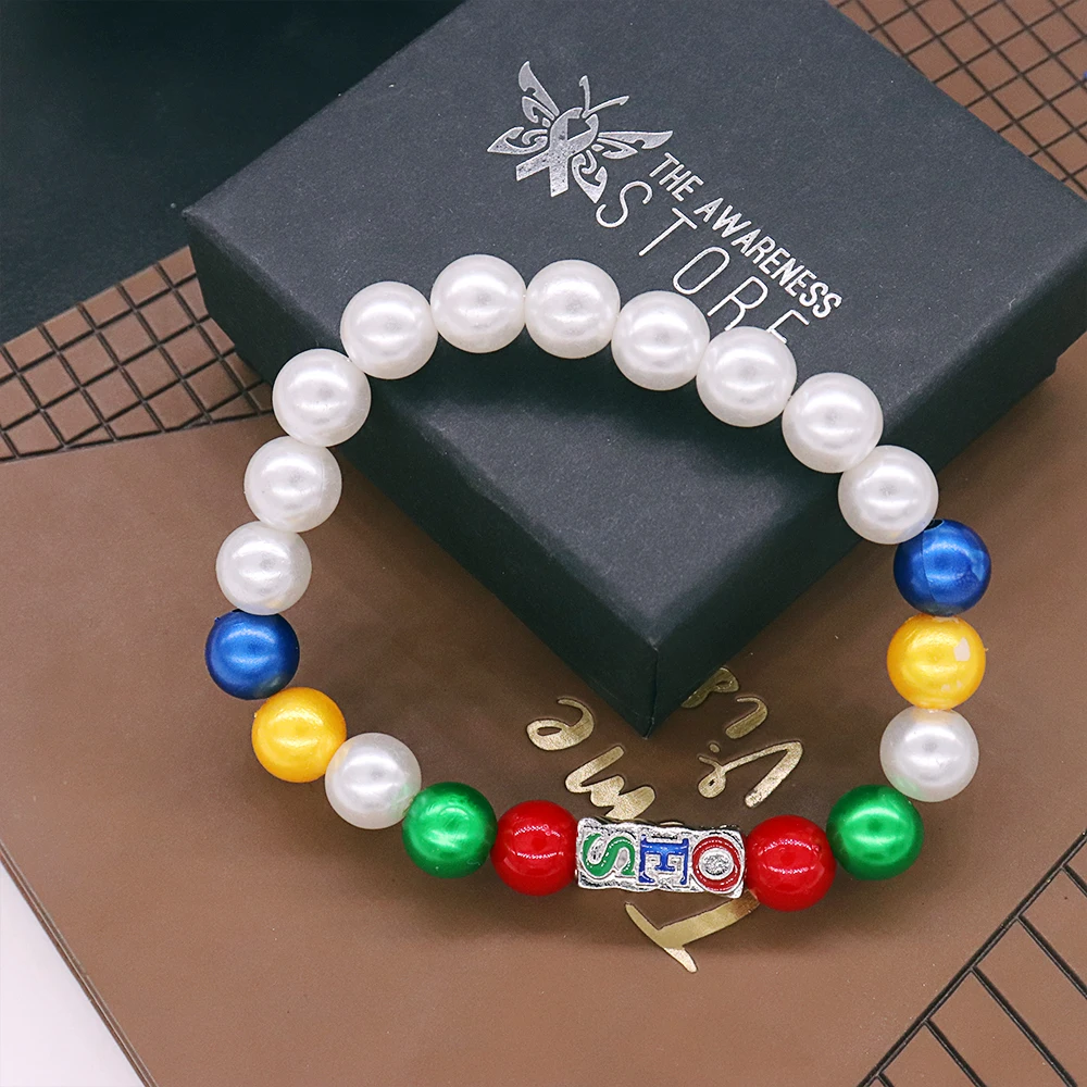 2024 New Arrival Masonic Jewelry Order Of The Eastern Star Design Colors Peal Making Beaded OES Ladies Elastic Bracelet