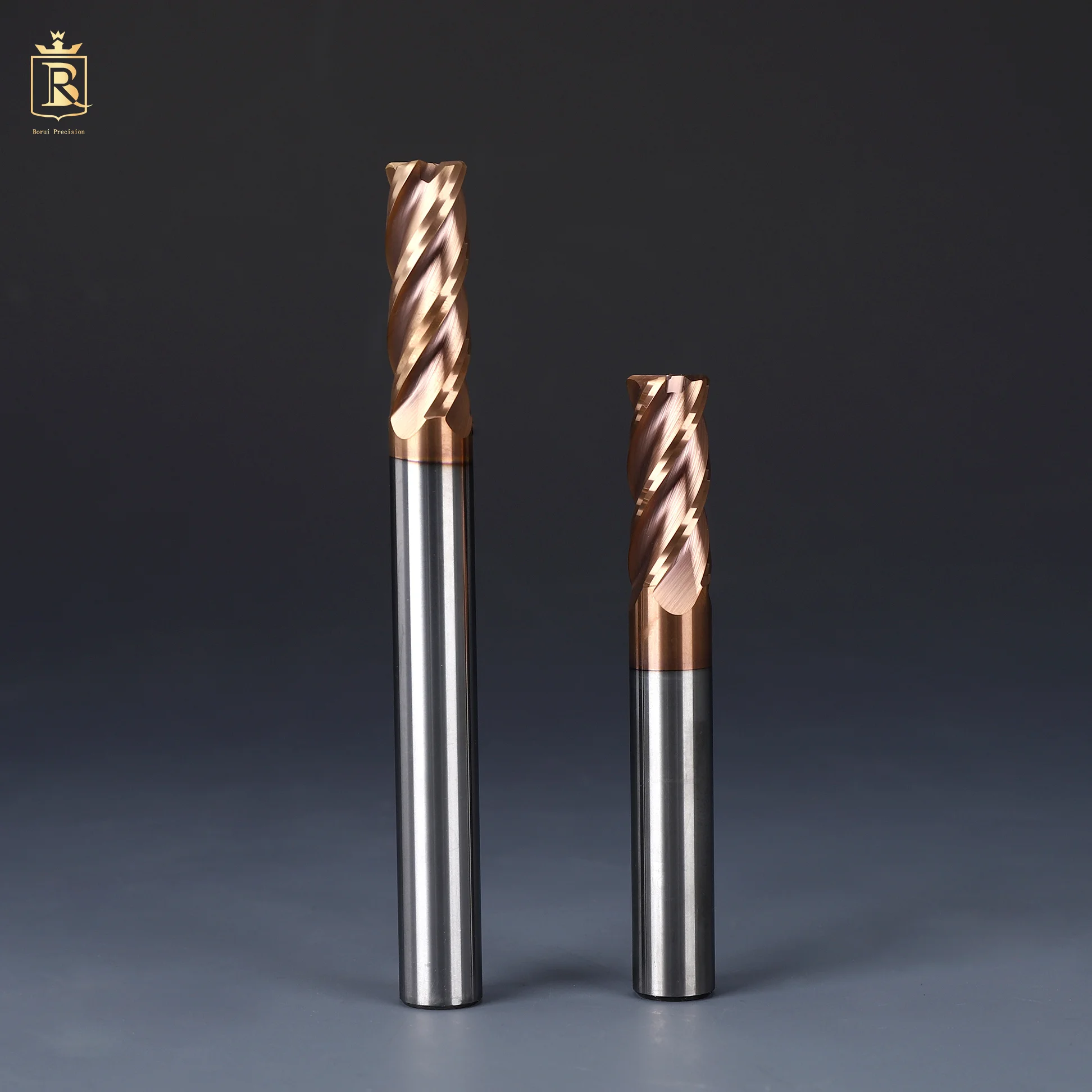 Borui HRC 45/55/60/65 Parallel Shank Solid Tungsten Carbide End Mill CNC End Milling Cutter for Stainless Steel Metal