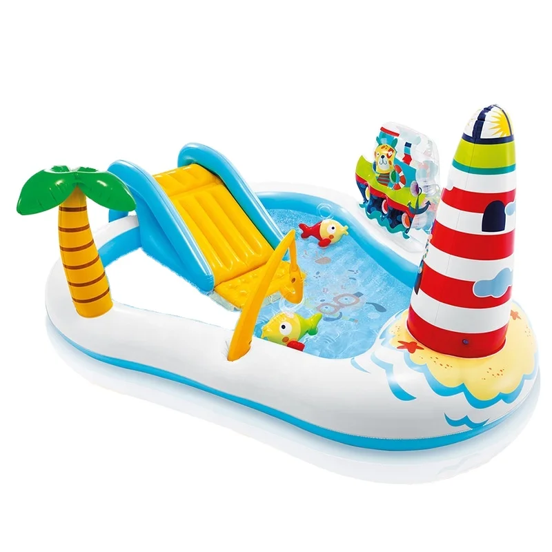 
INTEX57162 Durable thick PVC inflatable Coconut tree With slide pool for summer outdoor foldable water pool 