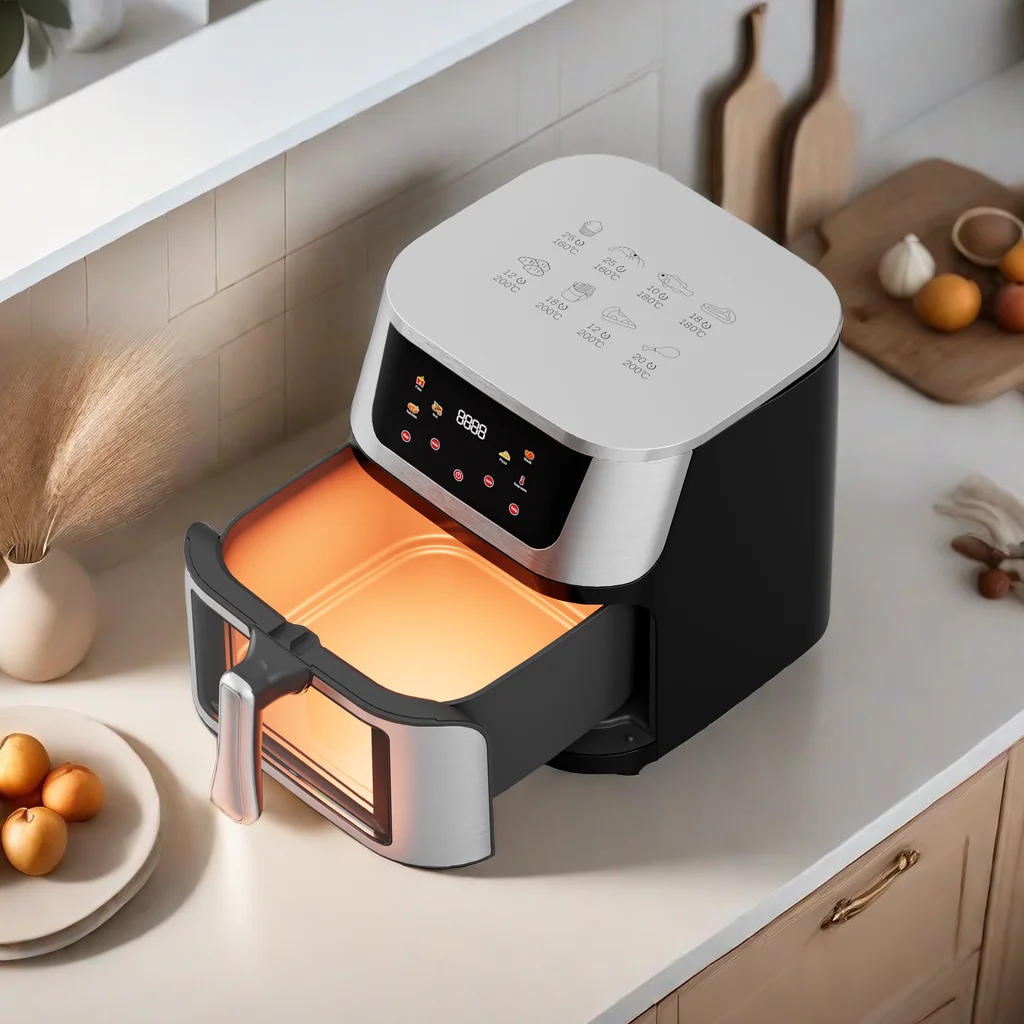 OEM 3 in 1 Household Commercial Potato Chips Fryer 220 Volt Oiless Mini 10L Stainless steel visible Air Fryer