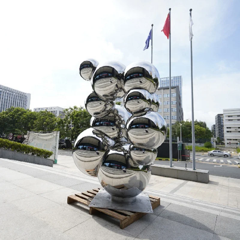 Outdoor Large Polished Metal Stainless Steel Sphere Sculpture