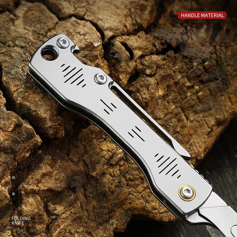 Free Sample Replaceable Utility Blade Folding All Stainless Steel Handle Ultra Sharp Carbon Steel Blades Exchange Pocket Knife