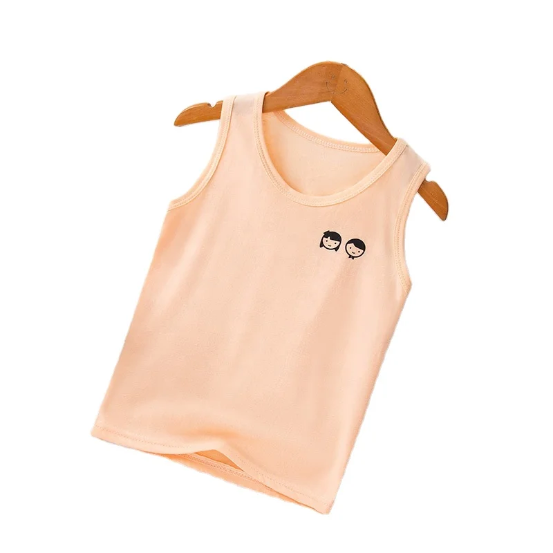 
Custom little girl boys knitted cotton Vest tank tops Summer Kids Print Shirt Crewneck Sleeveless Tank Top 
