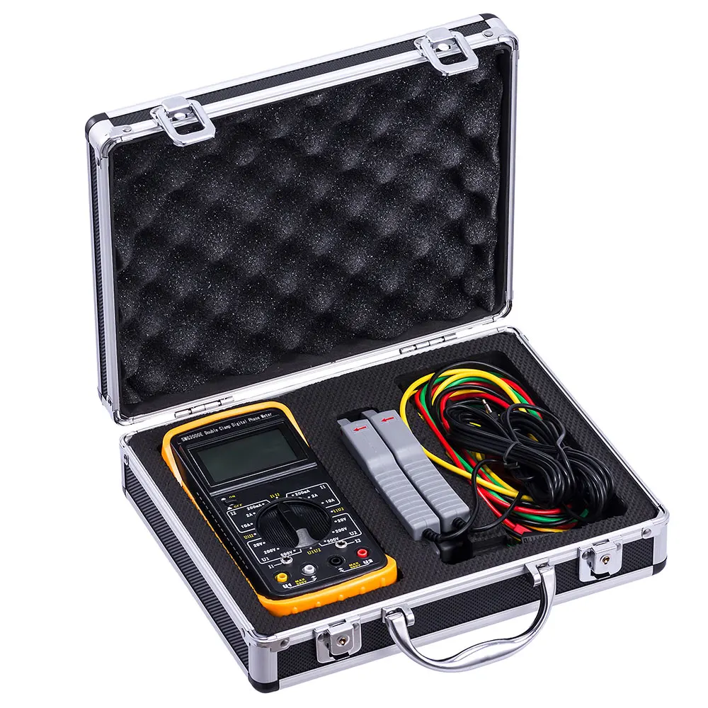 SMG2000E Handheld Digital Double Clamp Phase Volt Ampere Tester