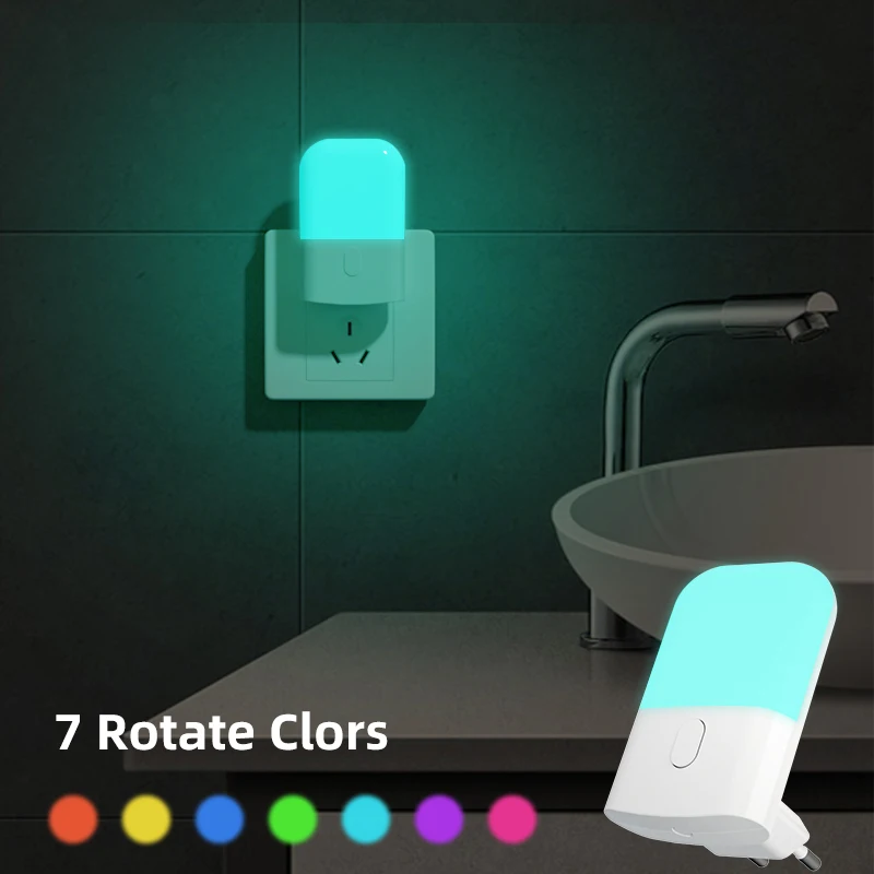 Energy Saving Dusk To Dawn Sensor RGB Wall Plug LED Night Light Lamp