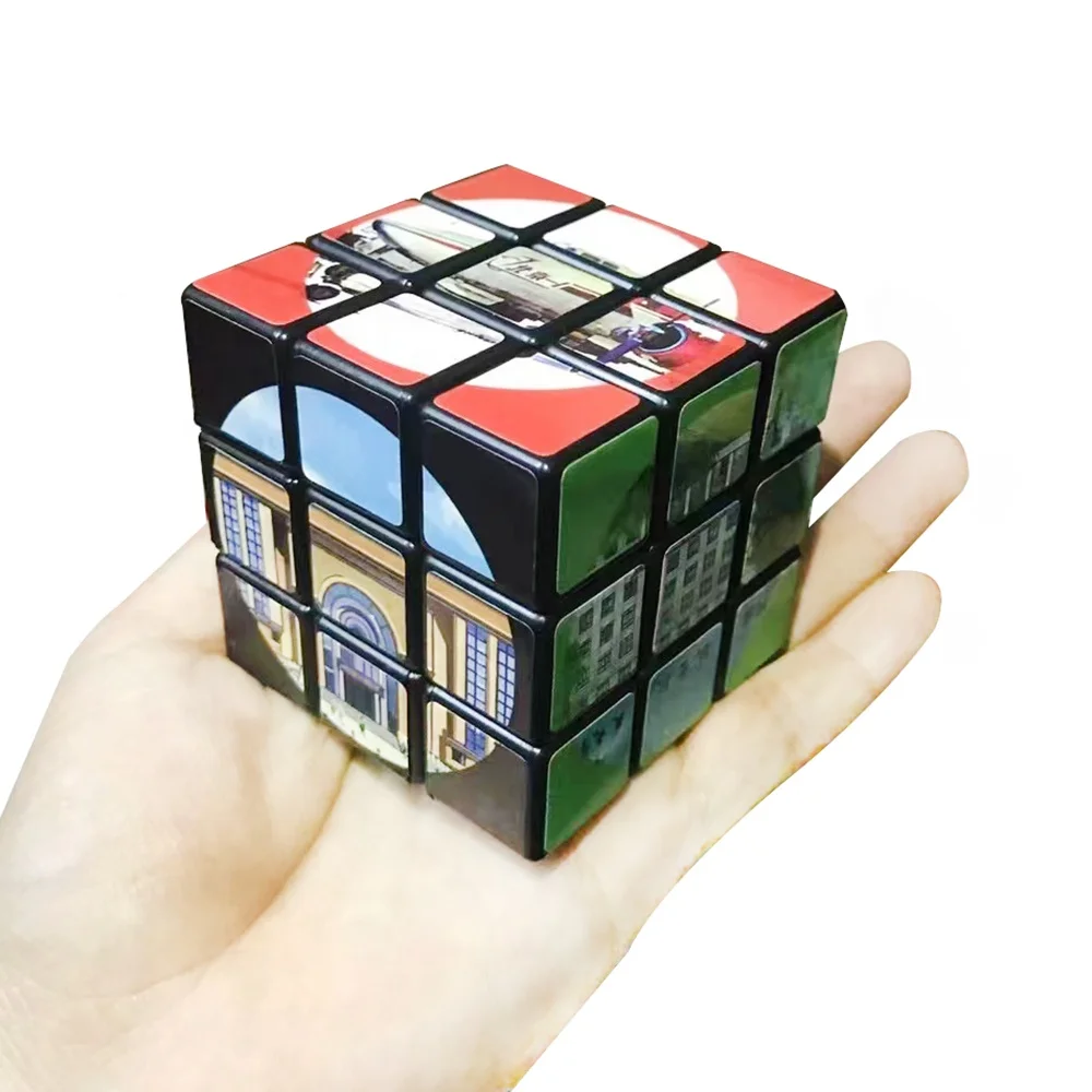 custom logo 3x3 magic cube 3x3x3 personalized advertising photo diy educational 3d puzzle cube toy for promotion gift