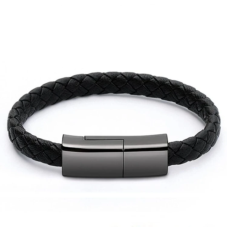 
Leather Micro USB Bracelet Charger Data Charging 20CM Cable Sync Cord For iPhone Android Type-C Phone Cable 