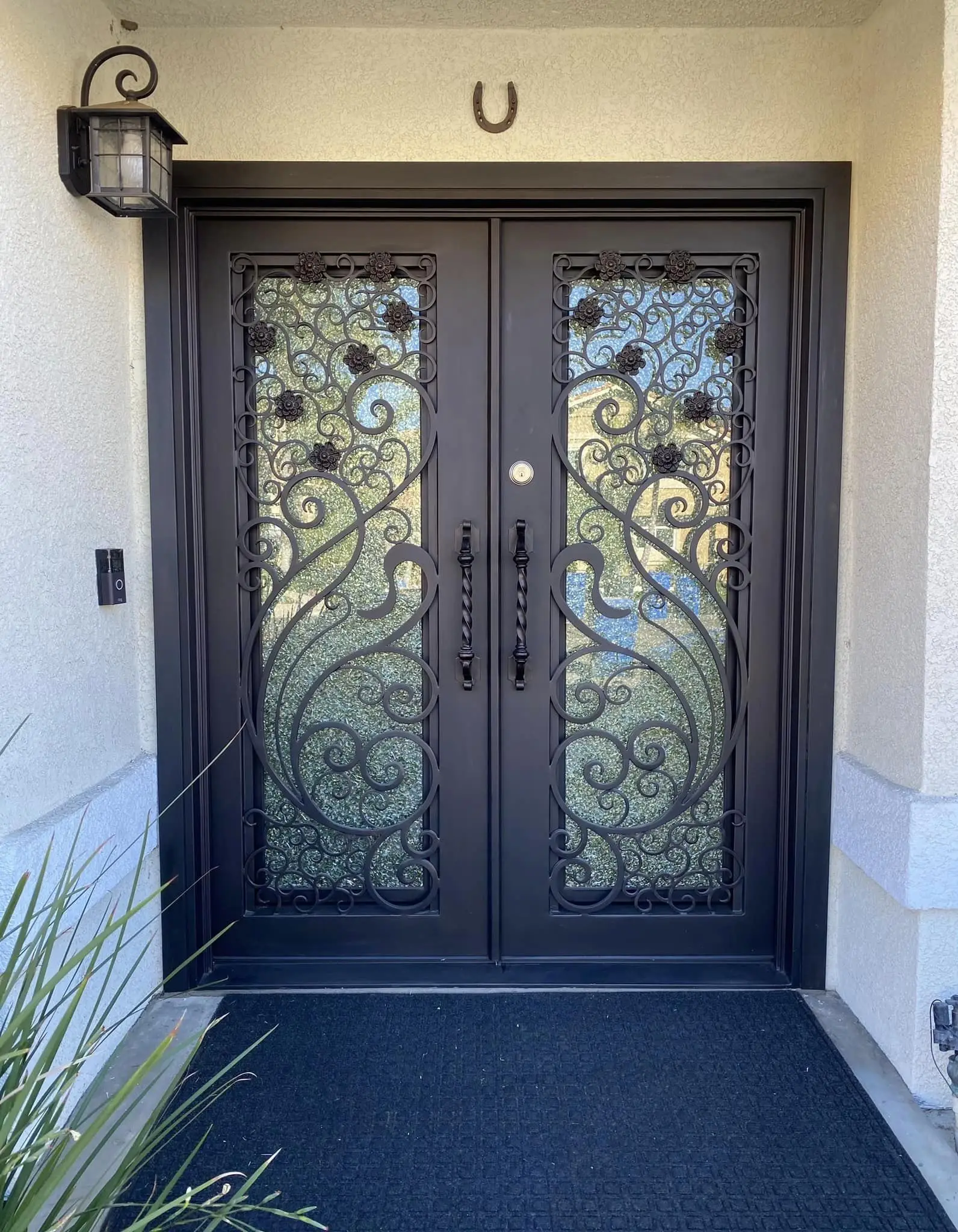 Forged Square Top Galvanized Iron Door Iron Double Front Doors Wrought Iron Door For Entry
