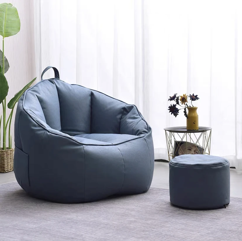 2021 hot sell pumpkin shape bean bag chair  PU leather fabric  bean bag sofa for adult