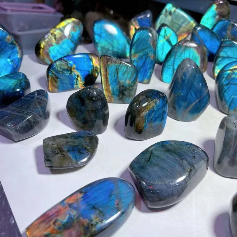 Healing natural blue flash labradorite freeforms quartz crystal rock polished Irregular shape labradorite stone for decoration