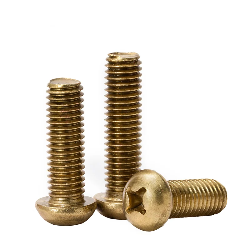 M3 M4 M5 M6 Brass Phillips Cross Pan Head Screw Round Head Machine Screw Metric Thread Cross Recess Bolt