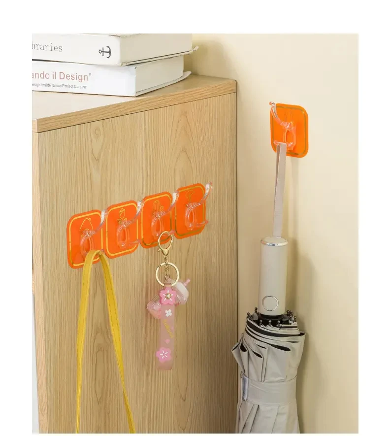 Kitchen Utensils Organizer Hanger Wall Mounted Hanging Hook Acrylic Self-Adhesive Hook Punch-free Storage Hook
