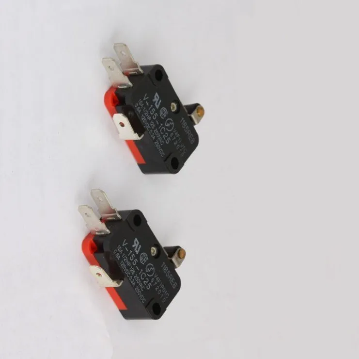 Black V-155-1C25 15A Dual Color 3 Pin Micro Switch With Plastic Button