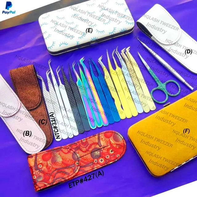 Professional Rainbow Color  Eyebrow Tweezers / Lash Flat Tip Beauty Brow Tweezers   Stainless Steel Custom Logo