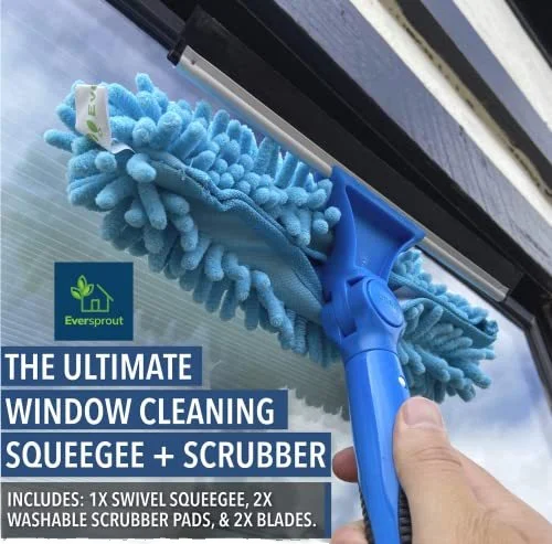 3.7 m Microfiber Telescopic Aluminum Pole Window Cleaning Squeegee Double Sided Scraper for Window Glass Cleaner Pole