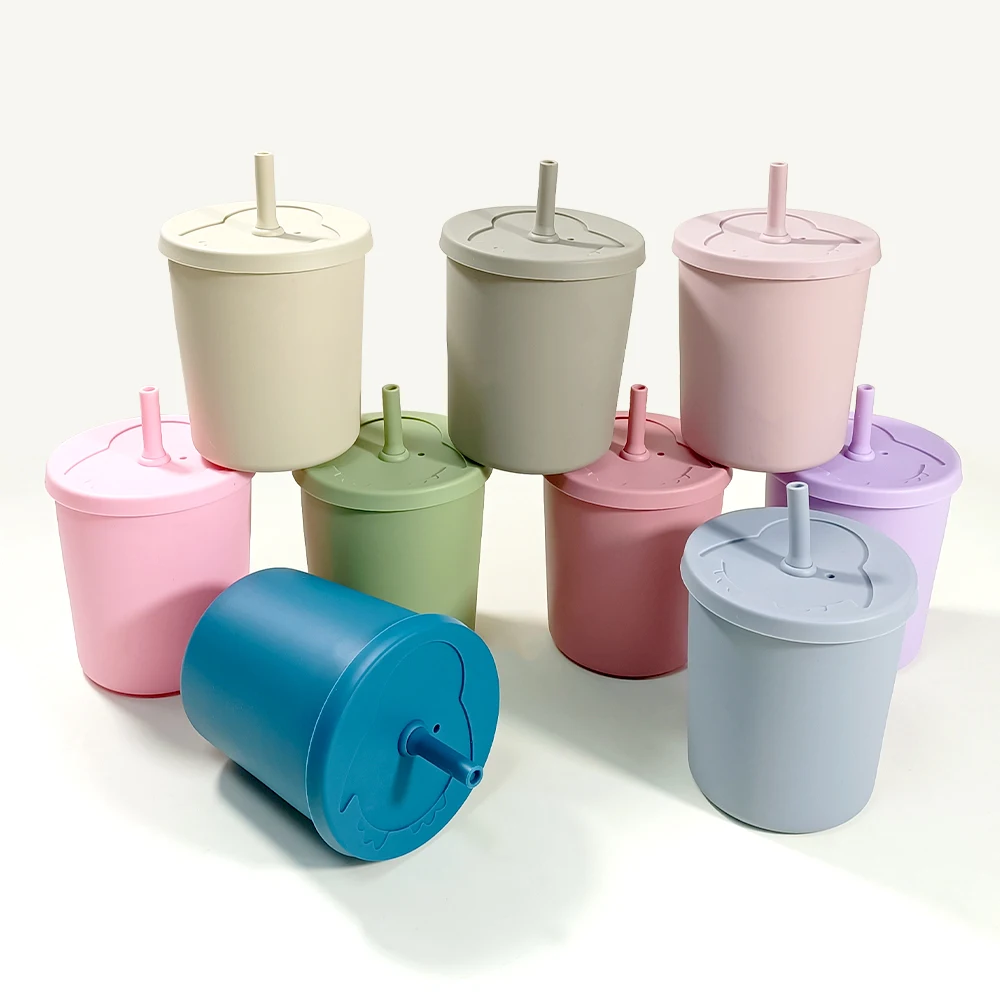 BPA Free Food Grade Material Baby Silicone Sippy Cup 300ml Toddler Snack Cup Collapsible Baby Food Drink Storage Container