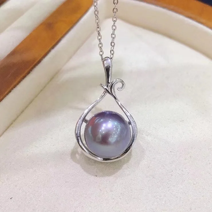 923P 11-12 мм настоящий натуральный пресноводный жемчуг ожерелье с 925 пробы серебром с позолоченным кулоном Ожерелье