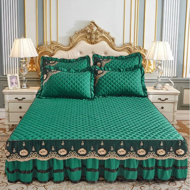 Пользовательский Европейский стиль, кружевная наволочка, простыня, постельное белье, юбка, комплект простыней, стеганое плотное постельное белье, индийская постельная юбка