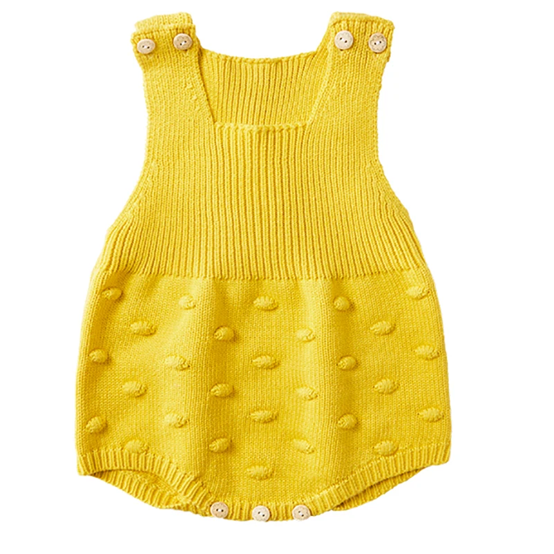 
sleeveless infant pullover knitted baby romper solid cable girl romper 