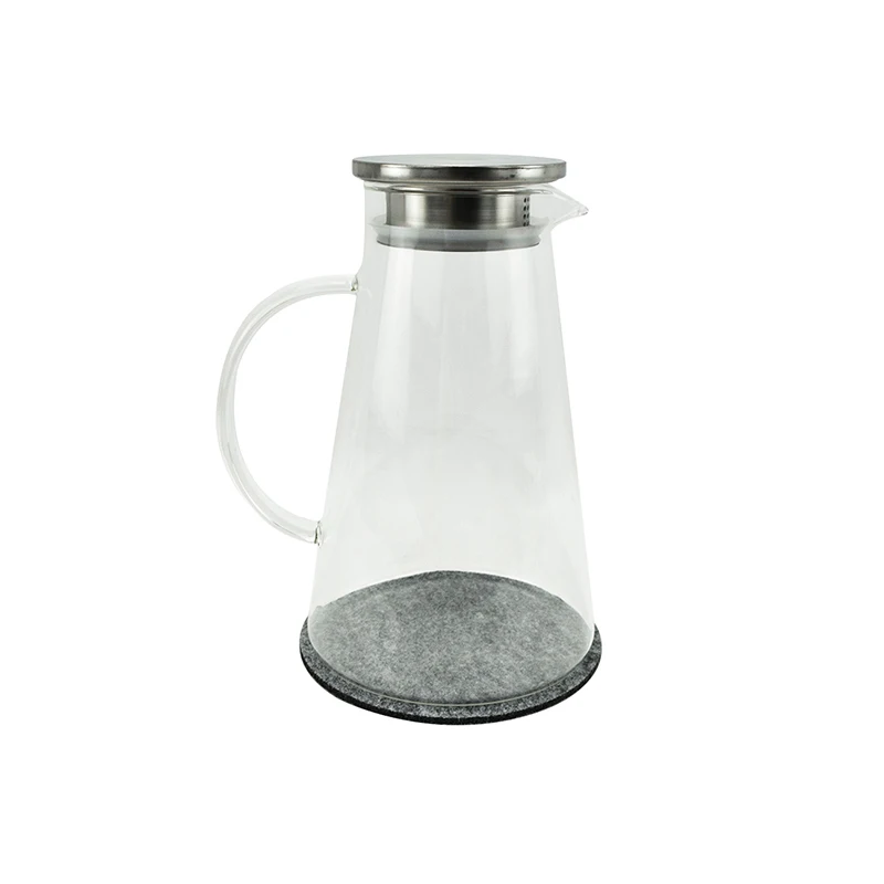 High borosilicate Glass Water Pitcher with stainless steel Lid Beverage Glass Carafe for Juice Lemon Water Iced Tea Glass jug