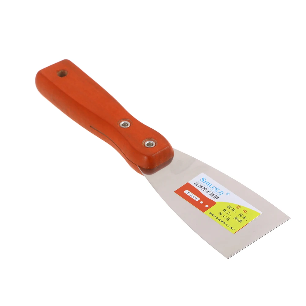 Quality hot sale long wood handle professional drywall paint scraper stainless steel putty knife