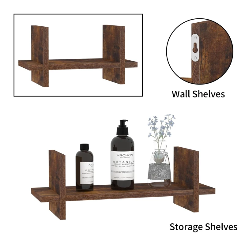 Set of 3, Hanging Storage Shelf Small Book Shelf Bookcases for Living Room, Kitchen, Bedroom,Bathroom Floating Wall Shelves