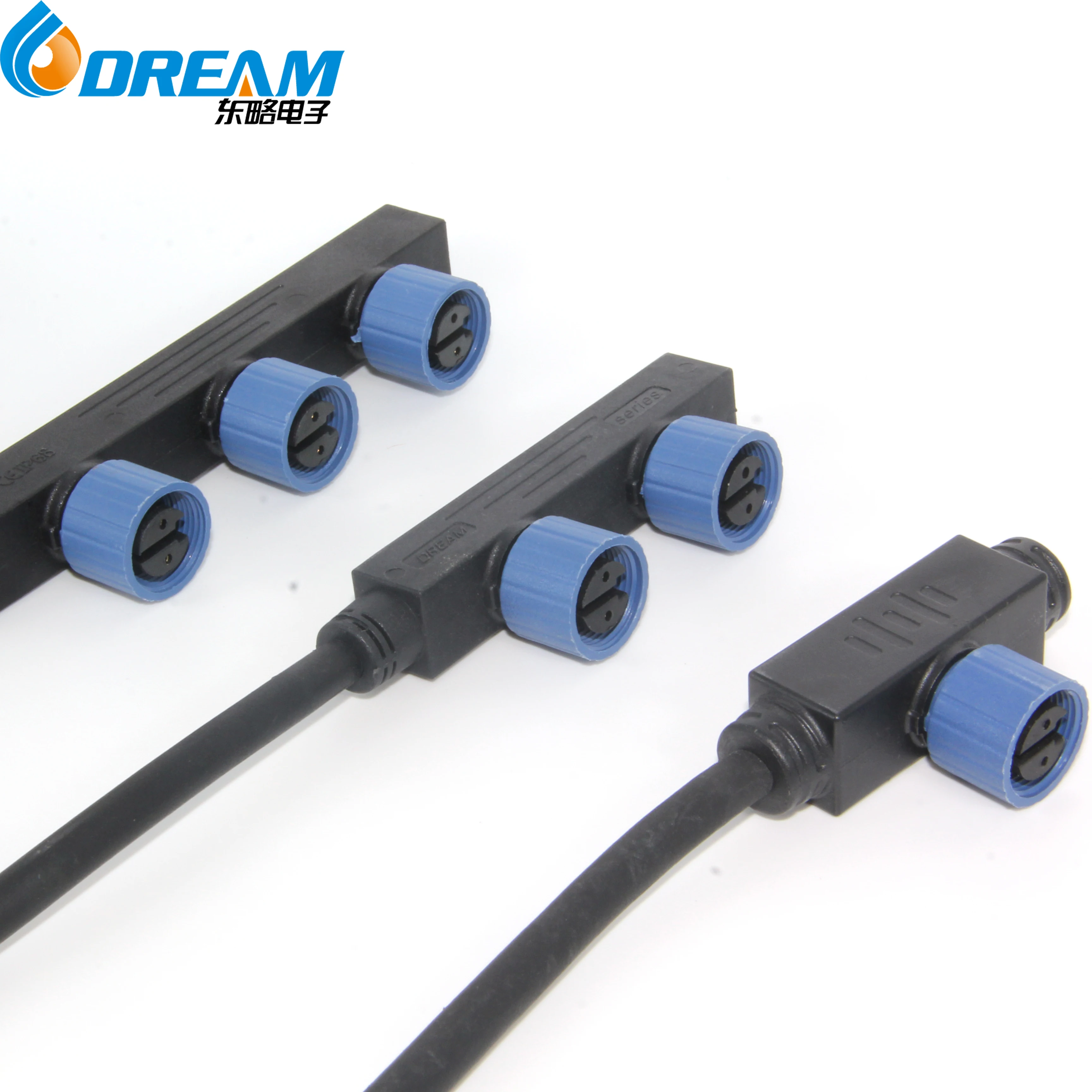 DTEAM-START 18 years factory M15 2 3 4 5 6-pin led street light led module waterproof cable F-type Y connector for Led module