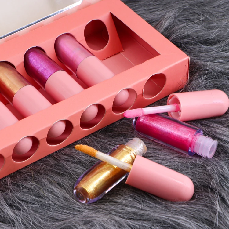 Hot Sell Multicolor Pearl beauty sample Lipstick Private Label sequins Waterproof Purple Lip Gloss