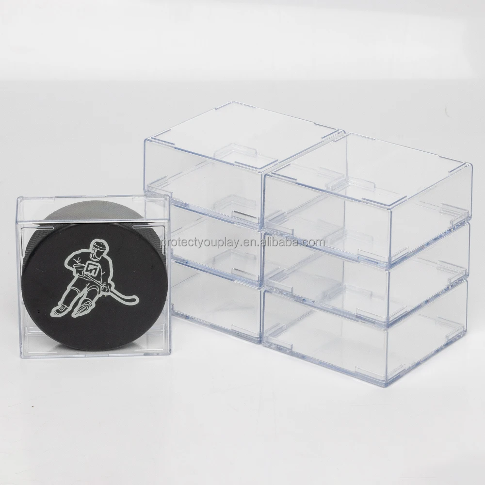Hockey Puck Display Case Cube Square Holder UV Protection (99%)