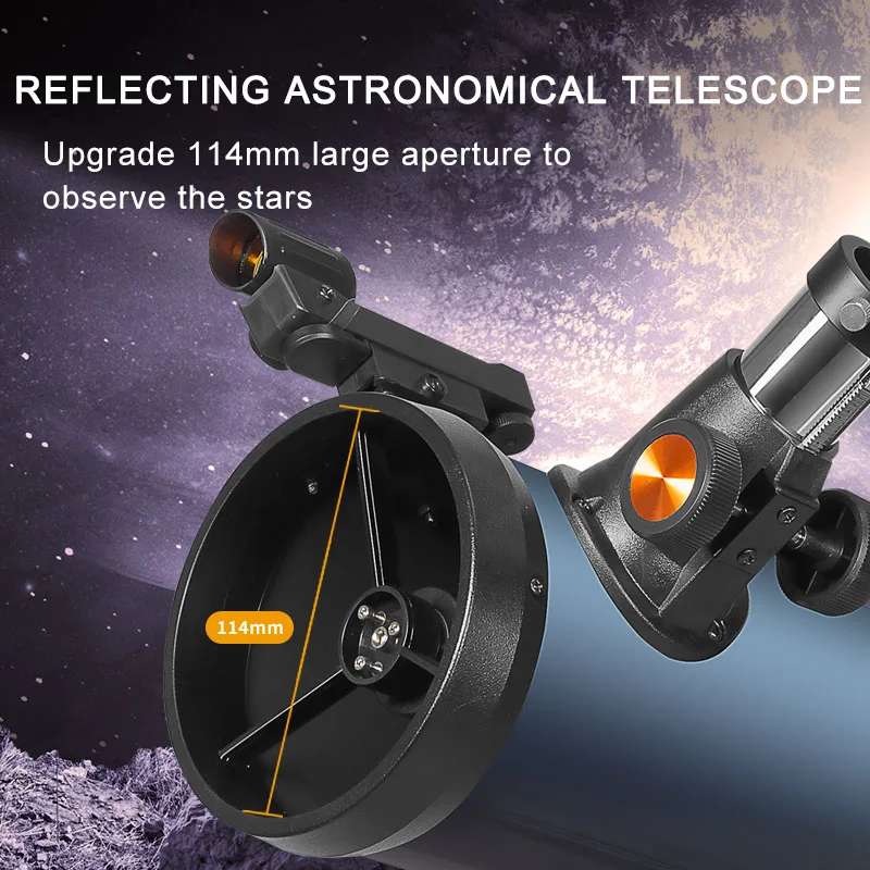 BIJIA 114/1000EQ высокой четкости отражающий астрономический телескоп на большие расстояния с регулируемым штативом