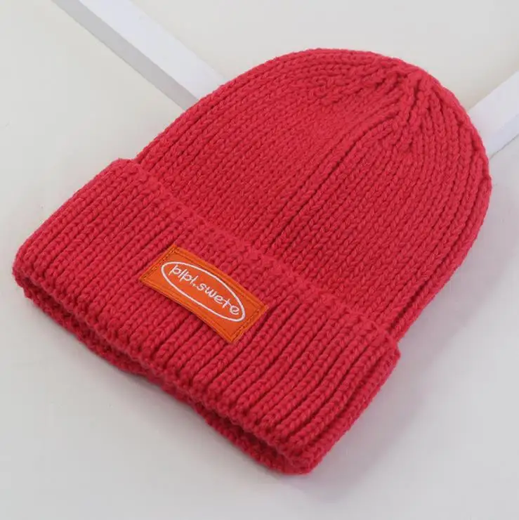 Winter New Wide-Brimmed Fabric Label Core-Spun Yarn Warm Knitted
