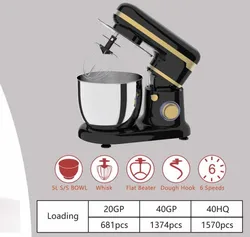 800W powerful kitchen machine 5L large food stand mixer with metal gears driving system