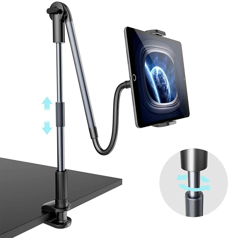 
Flexible Gooseneck Mobile Phone Holder Long Arm Clamp Mobile Phone Stand Cell Phone Holder Gooseneck Tablet Stand Holder for Bed 